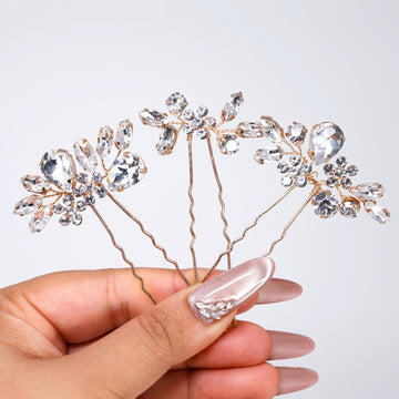 Swarovski Crystal Bridal Hair Pins - Floral Garden Of Heaven - Set of 3